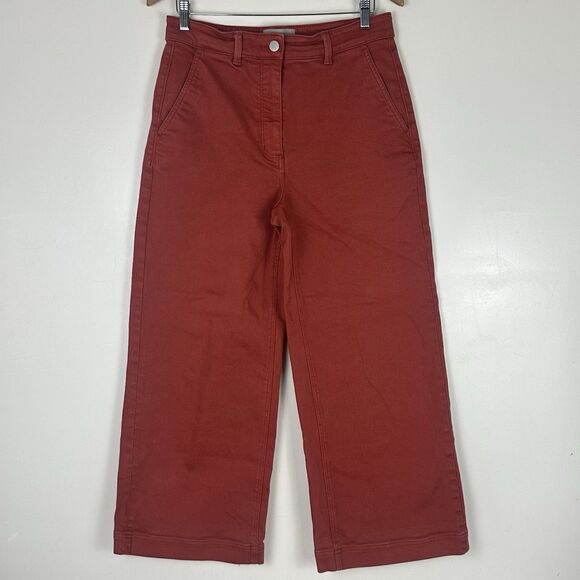 Everlane  Organic Cotton Wide Leg Pants 26.5" Size 10 Faded Red  High Rise - Picture 2 of 12